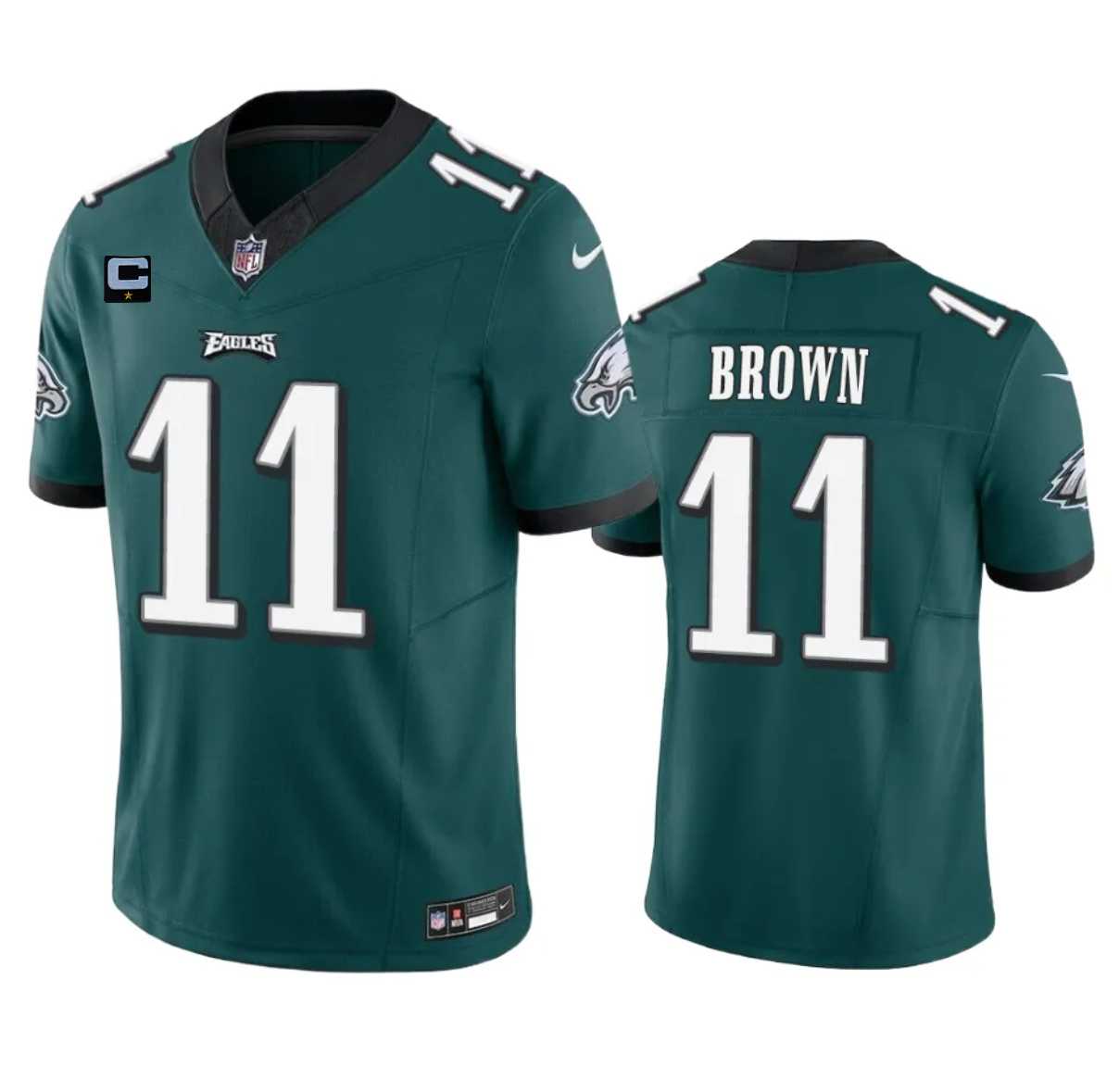 Men & Women & Youth Philadelphia Eagles #11 A. J. Brown Green 2023 F.U.S.E. With 1-Star C Patch Vapor Untouchable Limited Jerseys